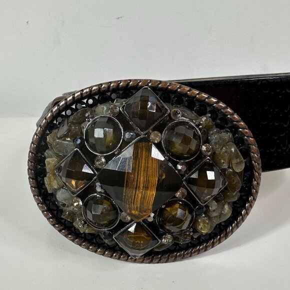 WHIMSICAL ORIGINAL Rhinestones Artisan Made Belt Buckle Signet Sz M/L main image 4